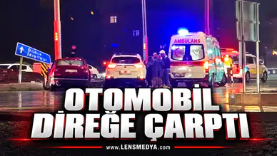 Otomobil direğe çarptı