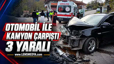 Otomobil ile kamyon çarpıştı: 3 yaralı