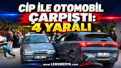 CİP İLE OTOMOBİL ÇARPIŞTI: 4 YARALI