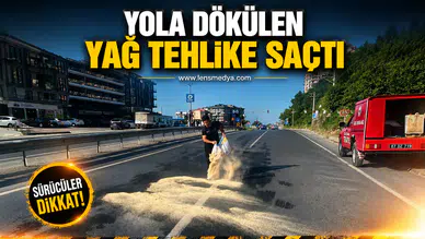 Yola dökülen yağ tehlike saçtı... İtfaiye ekipleri müdahale etti!