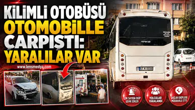KİLİMLİ OTOBÜSÜ OTOMOBİLLE ÇARPIŞTI: YARALILAR VAR