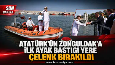 Atatürk’ün Zonguldak’a ilk ayak bastığı yere çelenk bırakıldı