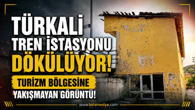 TÜRKALİ TREN İSTASYONU DÖKÜLÜYOR... TURİZM BÖLGESİNE YAKIŞMAYAN GÖRÜNTÜ!