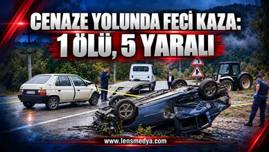 CENAZE YOLUNDA FECİ KAZA: 1 ÖLÜ, 5 YARALI