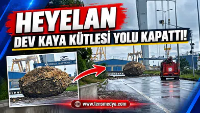 ALAPLI-EREĞLİ YOLUNDA KORKUTAN HEYELAN! TONLARCA AĞIRLIĞINDAKİ KAYA YOLU KAPATTI