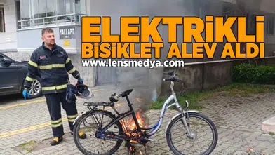 Elektrikli bisiklet alev aldı!