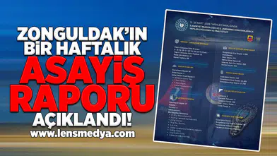 Zonguldak'ın 1 haftalık asayiş raporu açıklandı
