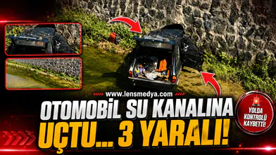 Otomobil su kanalına uçtu... 3 Yaralı!