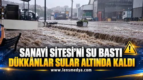 SANAYİ SİTESİ’Nİ SU BASTI  DÜKKÂNLAR SULAR ALTINDA KALDI