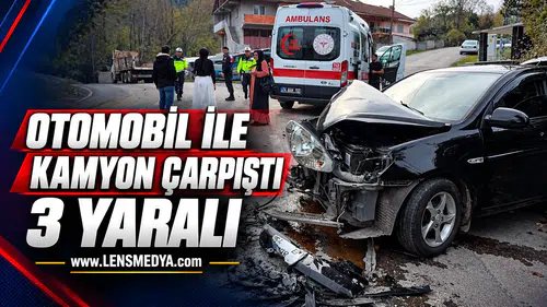 Otomobil ile kamyon çarpıştı: 3 yaralı