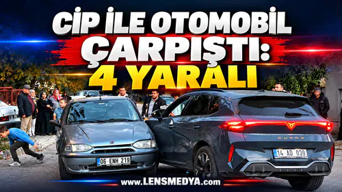 CİP İLE OTOMOBİL ÇARPIŞTI: 4 YARALI