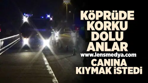 Köprüde korku dolu anlar... Canına kıymak istedi!