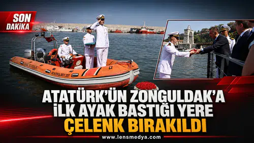 Atatürk’ün Zonguldak’a ilk ayak bastığı yere çelenk bırakıldı