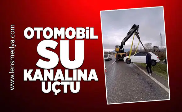 Otomobil su kanalına uçtu!