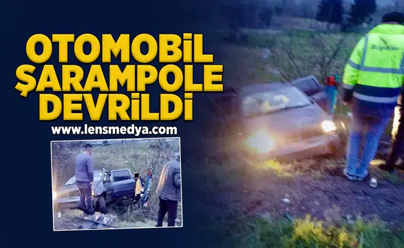 Otomobil şarampole devrildi!