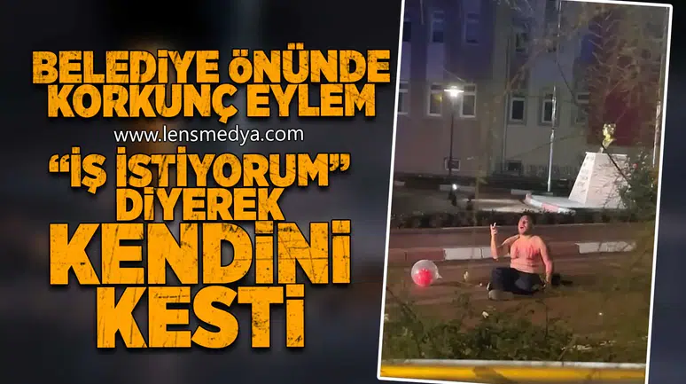 Belediye önünde yarı çıplak eylem!