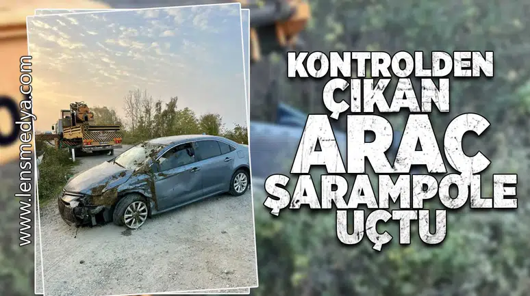 Kontrolden çıkan araç şarampole devrildi!