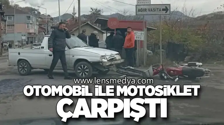 Otomobil ile Motosiklet Çarpıştı