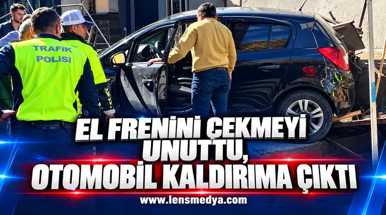 El frenini çekmeyi unuttu, otomobil kaldırıma çıktı