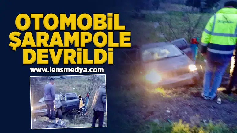 Otomobil şarampole devrildi!