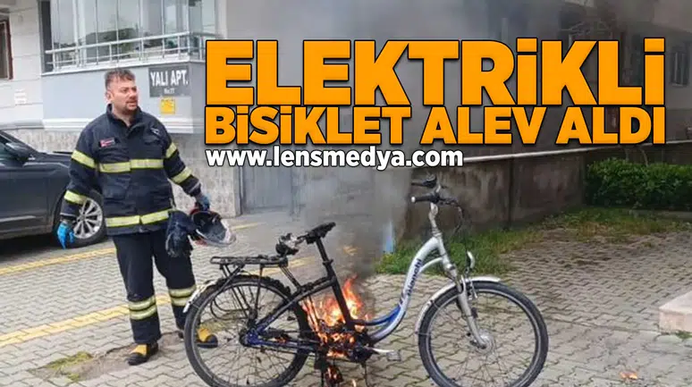 Elektrikli bisiklet alev aldı!