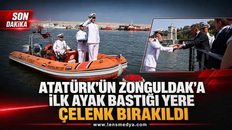 Atatürk’ün Zonguldak’a ilk ayak bastığı yere çelenk bırakıldı
