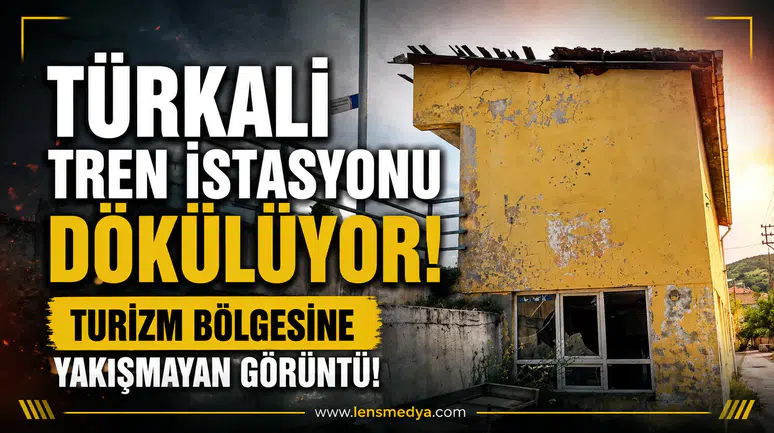 TÜRKALİ TREN İSTASYONU DÖKÜLÜYOR... TURİZM BÖLGESİNE YAKIŞMAYAN GÖRÜNTÜ!