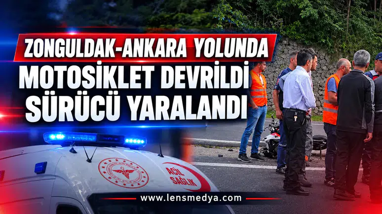 Zonguldak-Ankara yolunda motosiklet devrildi: Sürücü yaralandı
