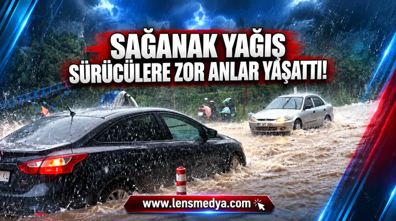 Alaplı’da sağanak yağış sürücülere zor anlar yaşattı