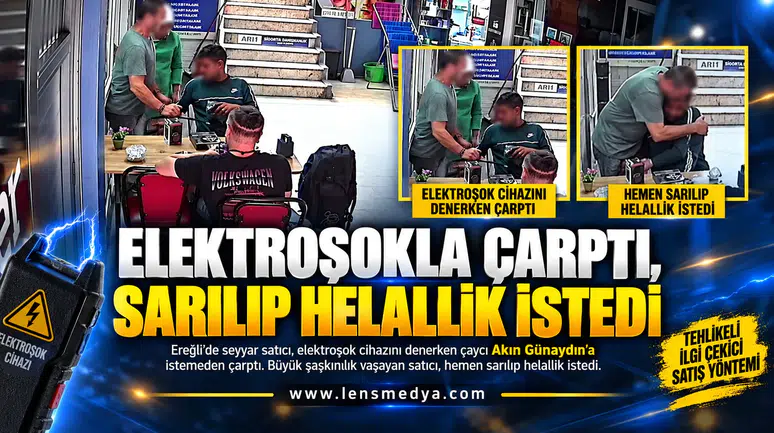 ELEKTROŞOKLA ÇARPTI, SARILIP HELALLİK İSTEDİ